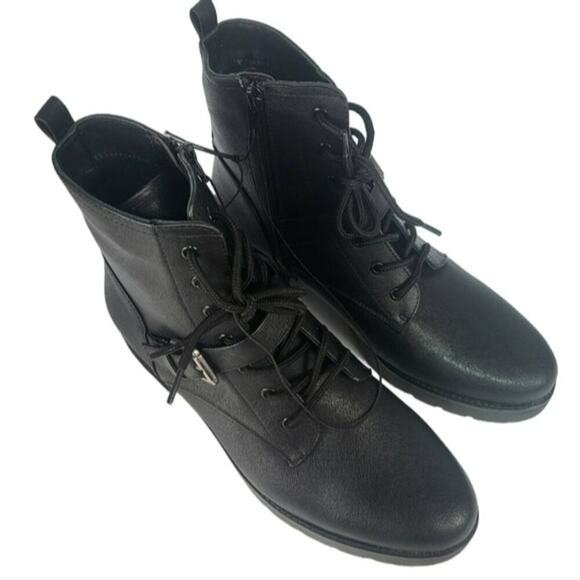 SOUL Naturalizer Quaid Combat Lace-up Boots Black 9 - Picture 3 of 4